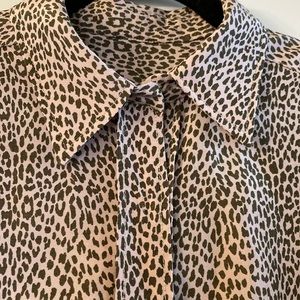 Leopard Print Long Sleeve Shirt/Blouse Unisex Xl